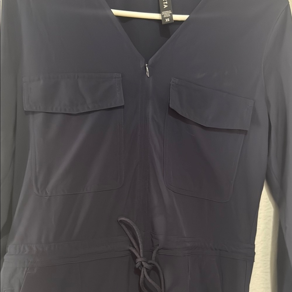 Athleta Blue zuma lightweight travel quick dry Jumpsuit Relaxed Fit - Picture 8 of 16
